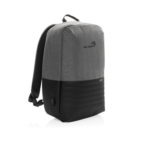 Swiss Peak AWARE™ Anti-Theft-RFID 15.6&quot;-Laptop-Rucksack grau bedrucken, Art.-Nr. P763.132