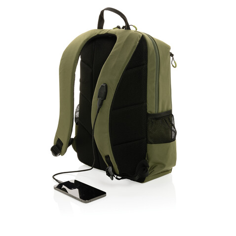 Impact AWARE™ Lima 15.6&quot; RFID Laptop-Rucksack grün, grün bedrucken, Art.-Nr. P763.157