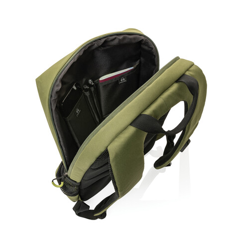 Impact AWARE™ Lima 15.6&quot; RFID Laptop-Rucksack grün, grün bedrucken, Art.-Nr. P763.157