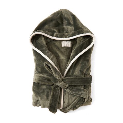 VINGA Louis Luxus Plüsch GRS rPET Bademantel Größe S/M grün bedrucken, Art.-Nr. 495030