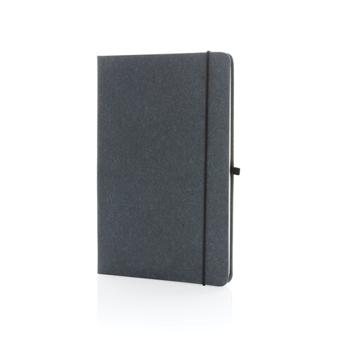 A5 Hardcover Notizbuch aus GRS recyceltem PU grau bedrucken, Art.-Nr. P774.202