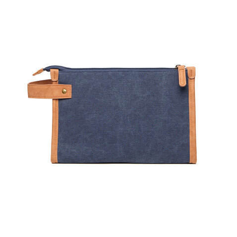 VINGA Bosler Kulturbeutel aus GRS recyceltem Canvas navy blau bedrucken, Art.-Nr. 522421