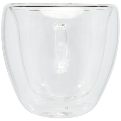 Manti 2-teiliger 100 ml doppelwandiger Glasbecher mit Bambusuntersetzer, transparent, natural bedrucken, Art.-Nr. 11331401
