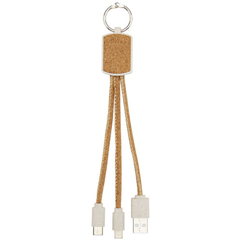 Bates Weizenstroh und Kork 3-in-1 Ladekabel, natur bedrucken, Art.-Nr. 12429406