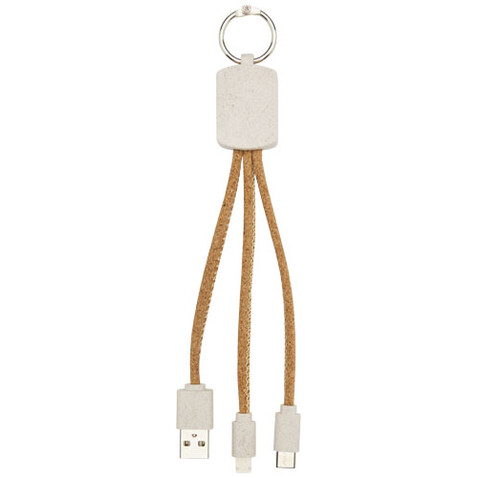 Bates Weizenstroh und Kork 3-in-1 Ladekabel, natur bedrucken, Art.-Nr. 12429406