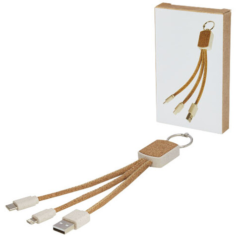 Bates Weizenstroh und Kork 3-in-1 Ladekabel, natur bedrucken, Art.-Nr. 12429406