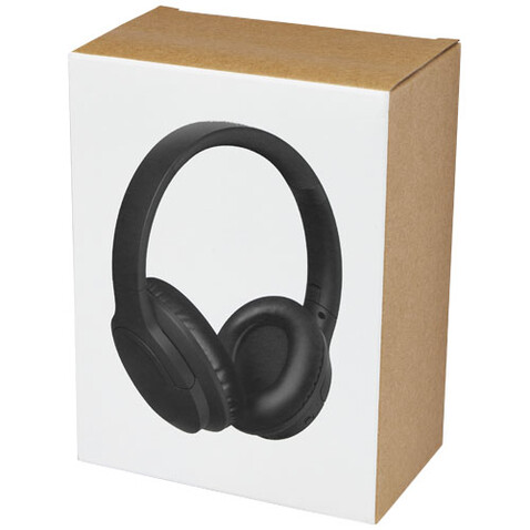 Loop Bluetooth®-Kopfhörer aus recyceltem Kunststoff, schwarz bedrucken, Art.-Nr. 12429690