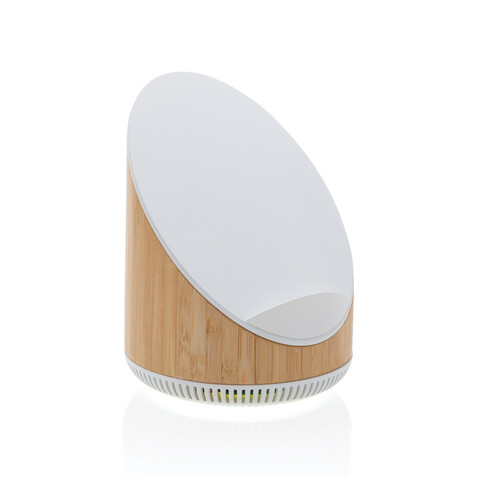 Ovate 5W Bambus Lautsprecher mit 15W WirelessCharger braun bedrucken, Art.-Nr. P329.449