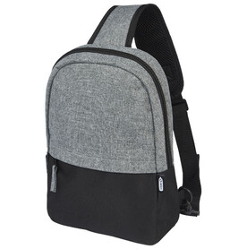 Reclaim GRS recycelte Tragetasche 3,5 L, schwarz, heather grau bedrucken, Art.-Nr. 12065390