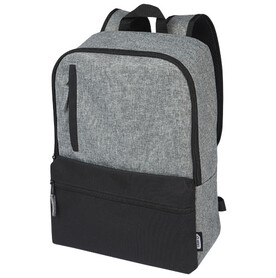 Reclaim 15&amp;quot; GRS recycelter Laptop Rucksack 14 L, schwarz, heather grau bedrucken, Art.-Nr. 12065590