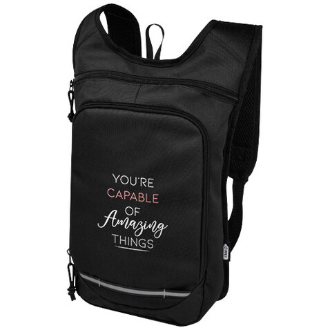 Trails GRS RPET Outdoor Rucksack 6,5 L, schwarz bedrucken, Art.-Nr. 12065890