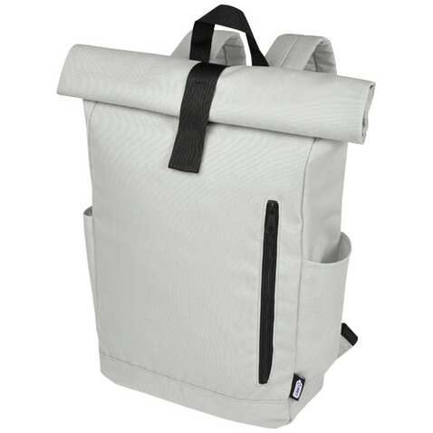Byron 15,6&quot; GRS RPET Roll-Top Rucksack 18 L, hellgrau bedrucken, Art.-Nr. 12065980