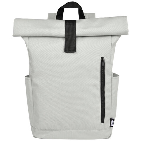 Byron 15,6&quot; GRS RPET Roll-Top Rucksack 18 L, hellgrau bedrucken, Art.-Nr. 12065980