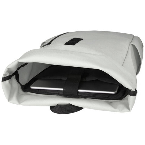 Byron 15,6&quot; GRS RPET Roll-Top Rucksack 18 L, hellgrau bedrucken, Art.-Nr. 12065980