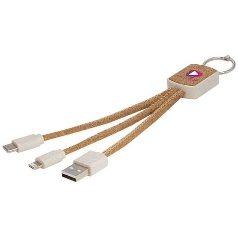 Bates Weizenstroh und Kork 3-in-1 Ladekabel, natur bedrucken, Art.-Nr. 12429406