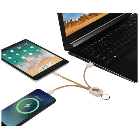 Bates Weizenstroh und Kork 3-in-1 Ladekabel, natur bedrucken, Art.-Nr. 12429406