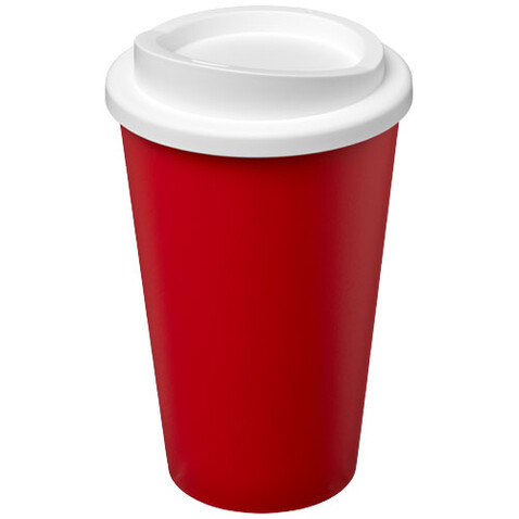 Americano® Eco 350 ml recycelter Becher, rot, weiss bedrucken, Art.-Nr. 21042227