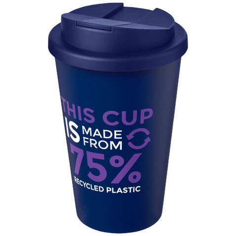 Americano® Eco 350 ml recycelter Becher mit auslaufsicherem Deckel, blau bedrucken, Art.-Nr. 21042505 Americano® Eco 350 ml recycelter Becher mit auslaufsicherem Deckel, blau bedrucken, Art.-Nr. 21042505