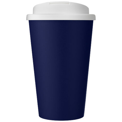 Americano® Eco 350 ml recycelter Becher mit auslaufsicherem Deckel, blau, weiss bedrucken, Art.-Nr. 21042510