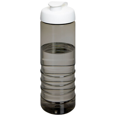 H2O Active® Eco Treble 750 ml Sportflasche mit Stülpdeckel, kohle, weiss bedrucken, Art.-Nr. 21047901