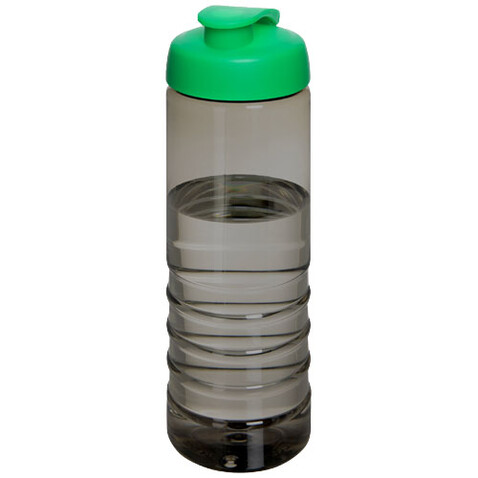 H2O Active® Eco Treble 750 ml Sportflasche mit Stülpdeckel, kohle, grün bedrucken, Art.-Nr. 21047903