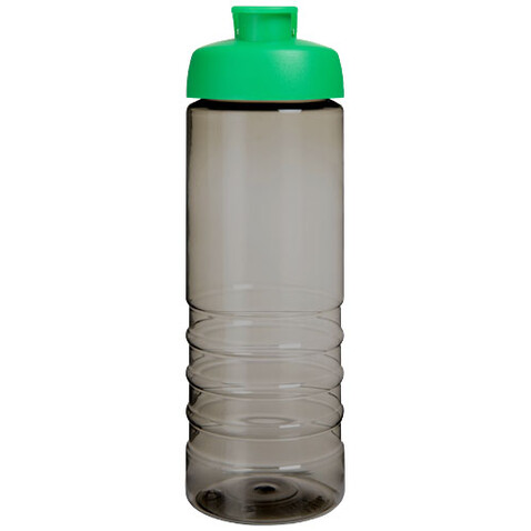 H2O Active® Eco Treble 750 ml Sportflasche mit Stülpdeckel, kohle, grün bedrucken, Art.-Nr. 21047903