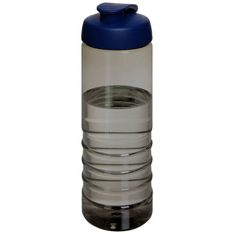 H2O Active® Eco Treble 750 ml Sportflasche mit Stülpdeckel, kohle, blau bedrucken, Art.-Nr. 21047904