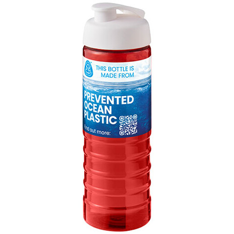 H2O Active® Eco Treble 750 ml Sportflasche mit Stülpdeckel, rot, weiss bedrucken, Art.-Nr. 21047909