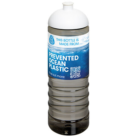 H2O Active® Eco Treble 750 ml Sportflasche mit Stülpdeckel, kohle, weiss bedrucken, Art.-Nr. 21048001