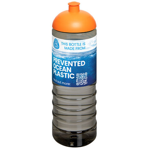 H2O Active® Eco Treble 750 ml Sportflasche mit Stülpdeckel, kohle, orange bedrucken, Art.-Nr. 21048002