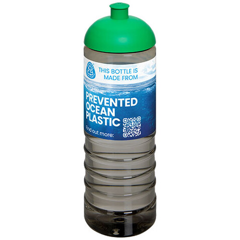 H2O Active® Eco Treble 750 ml Sportflasche mit Stülpdeckel, kohle, grün bedrucken, Art.-Nr. 21048003