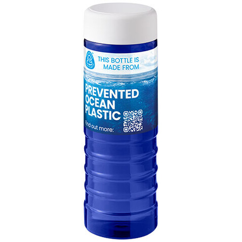 H2O Active® Eco Treble 750 ml Sportflasche mit Drehdeckel, blau, weiss bedrucken, Art.-Nr. 21048103