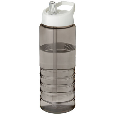 H2O Active® Eco Treble 750 ml Sportflasche mit Stülpdeckel, kohle, weiss bedrucken, Art.-Nr. 21048201