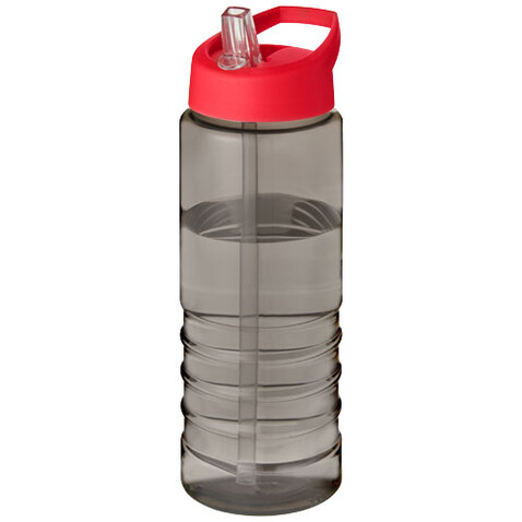 H2O Active® Eco Treble 750 ml Sportflasche mit Stülpdeckel, kohle, rot bedrucken, Art.-Nr. 21048202