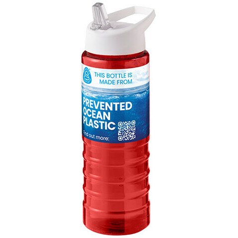 H2O Active® Eco Treble 750 ml Sportflasche mit Stülpdeckel, rot, weiss bedrucken, Art.-Nr. 21048207