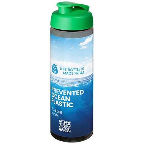 H2O Active® Eco Vibe 850 ml Sportflasche mit Klappdeckel, kohle, grün bedrucken, Art.-Nr. 21048303