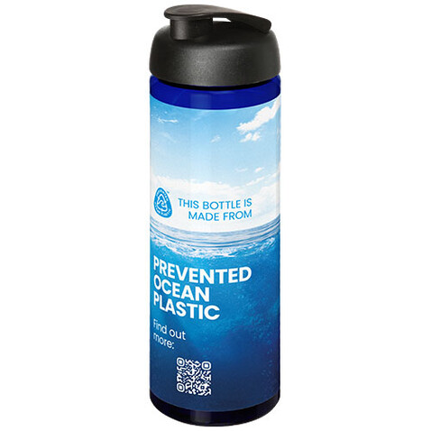 H2O Active® Eco Vibe 850 ml Sportflasche mit Klappdeckel, blau, schwarz bedrucken, Art.-Nr. 21048306