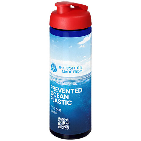 H2O Active® Eco Vibe 850 ml Sportflasche mit Klappdeckel, blau, rot bedrucken, Art.-Nr. 21048308