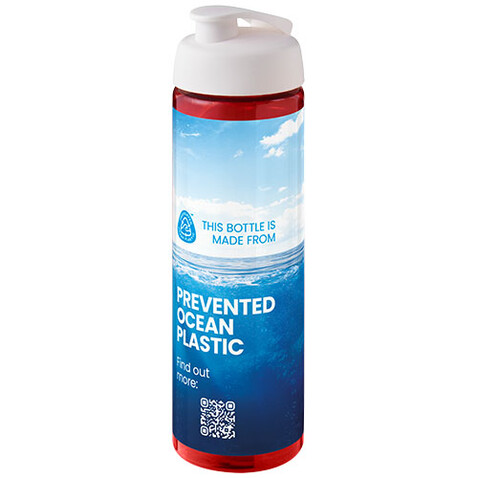 H2O Active® Eco Vibe 850 ml Sportflasche mit Klappdeckel, rot, weiss bedrucken, Art.-Nr. 21048309