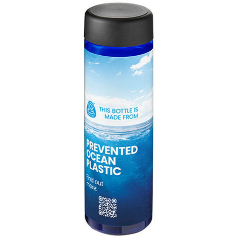 H2O Active® Eco Vibe 850 ml Wasserflasche mit Drehdeckel, blau, schwarz bedrucken, Art.-Nr. 21048504