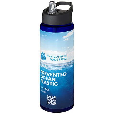 H2O Active® Eco Vibe 850 ml Sportflasche mit Ausgussdeckel, blau, schwarz bedrucken, Art.-Nr. 21048606