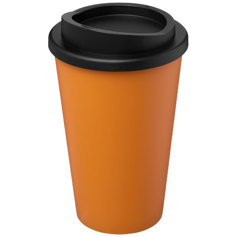 Americano® recycelter isolierter 350 ml Becher, orange, schwarz bedrucken, Art.-Nr. 21069131