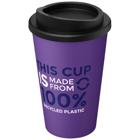 Americano® recycelter isolierter 350 ml Becher, lila, schwarz bedrucken, Art.-Nr. 21069137