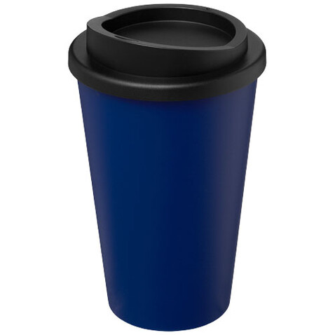Americano® recycelter isolierter 350 ml Becher, blau, schwarz bedrucken, Art.-Nr. 21069152