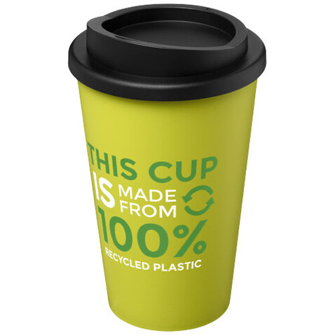 Americano® recycelter isolierter 350 ml Becher, limone, schwarz bedrucken, Art.-Nr. 21069163 Americano® recycelter isolierter 350 ml Becher, limone, schwarz bedrucken, Art.-Nr. 21069163