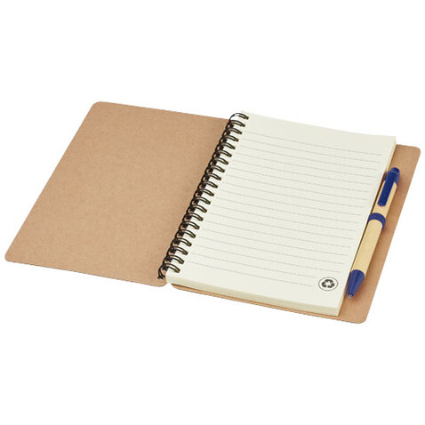 Priestly A6 Recycling Notizbuch mit Stift, natur, navy bedrucken, Art.-Nr. 10626802