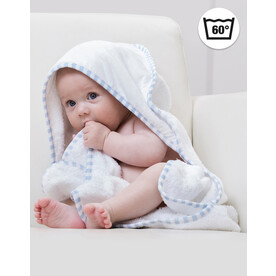 SG ACCESSORIES - TOWELS Po Hooded Baby Towel, White/Baby Blue, One Size bedrucken, Art.-Nr. 010640580