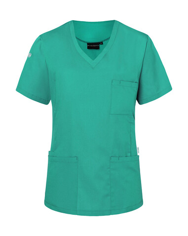 Karlowsky Ladies` Slip-on Tunic Essential Short Sl., Emerald Green, 2XL bedrucken, Art.-Nr. 029675017