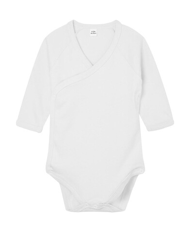 BabyBugz Baby Long Sleeve Kimono Bodysuit, White, 0-3 bedrucken, Art.-Nr. 070470001