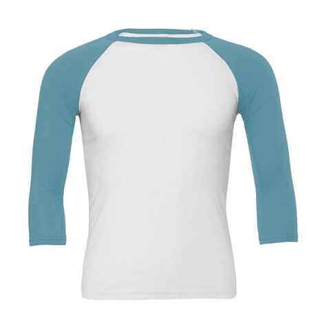 Bella Unisex 3/4 Sleeve Baseball T-Shirt, White/Denim, S bedrucken, Art.-Nr. 163060733